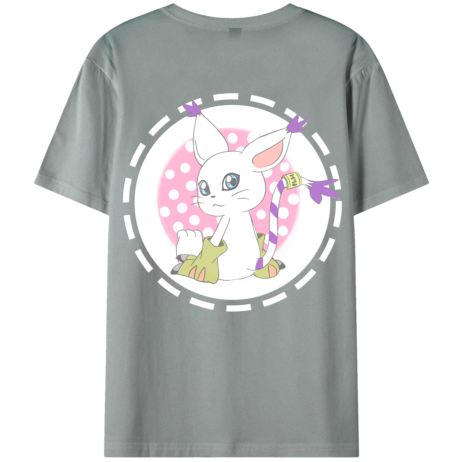 （画像用） Digimon デジタルモンスター/デジモン 綿100％ メンズ半袖Tシャツ（バックプリント） 通気性
